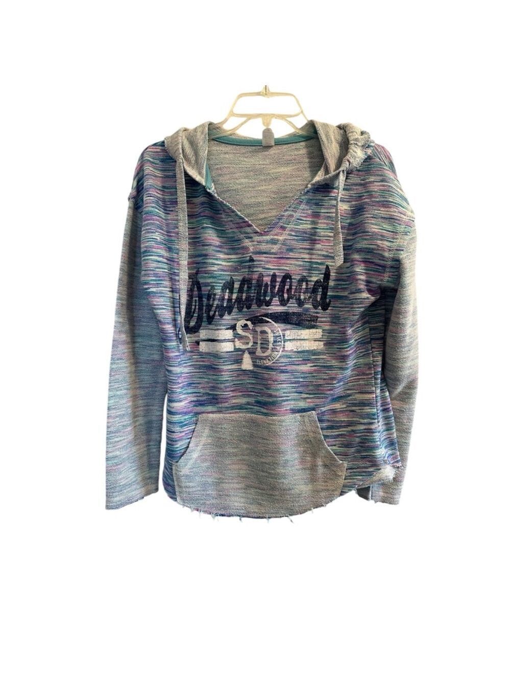 Salt Creek Deadwood SD Womens Lightweight Hoodie Medium Distressed Casual Blue